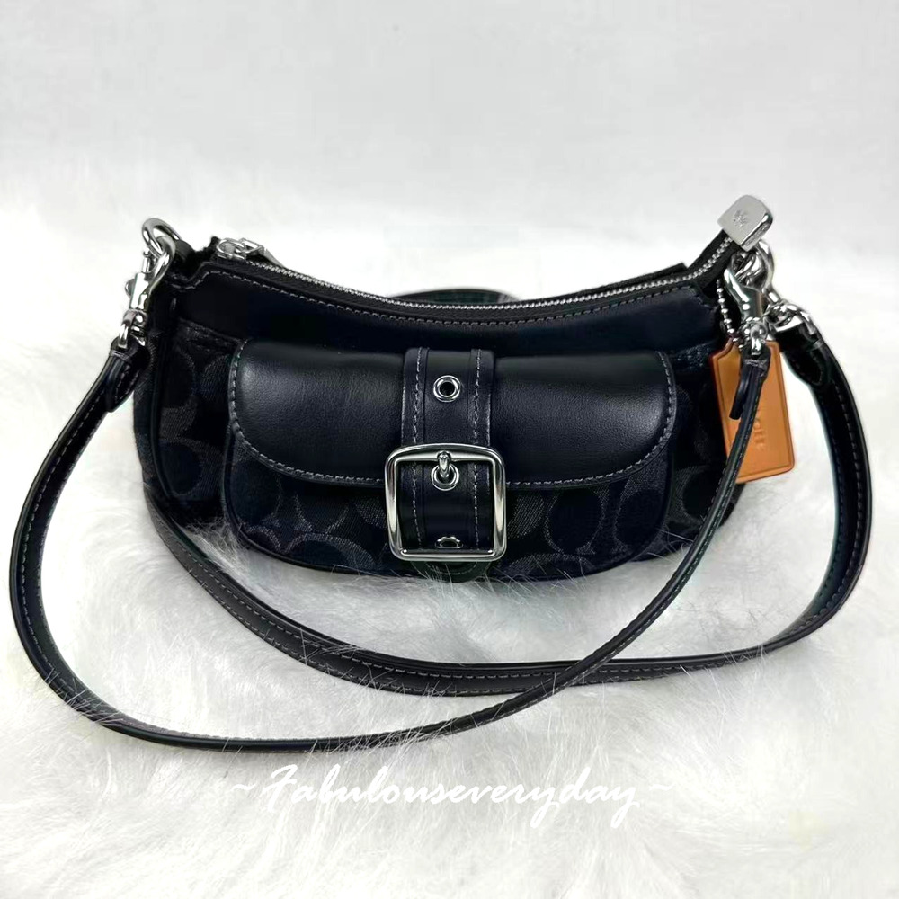 Coach Ashton Mini Shoulder Bag Crossbody Signature Denim/Silver/Black CCZ49 NWT